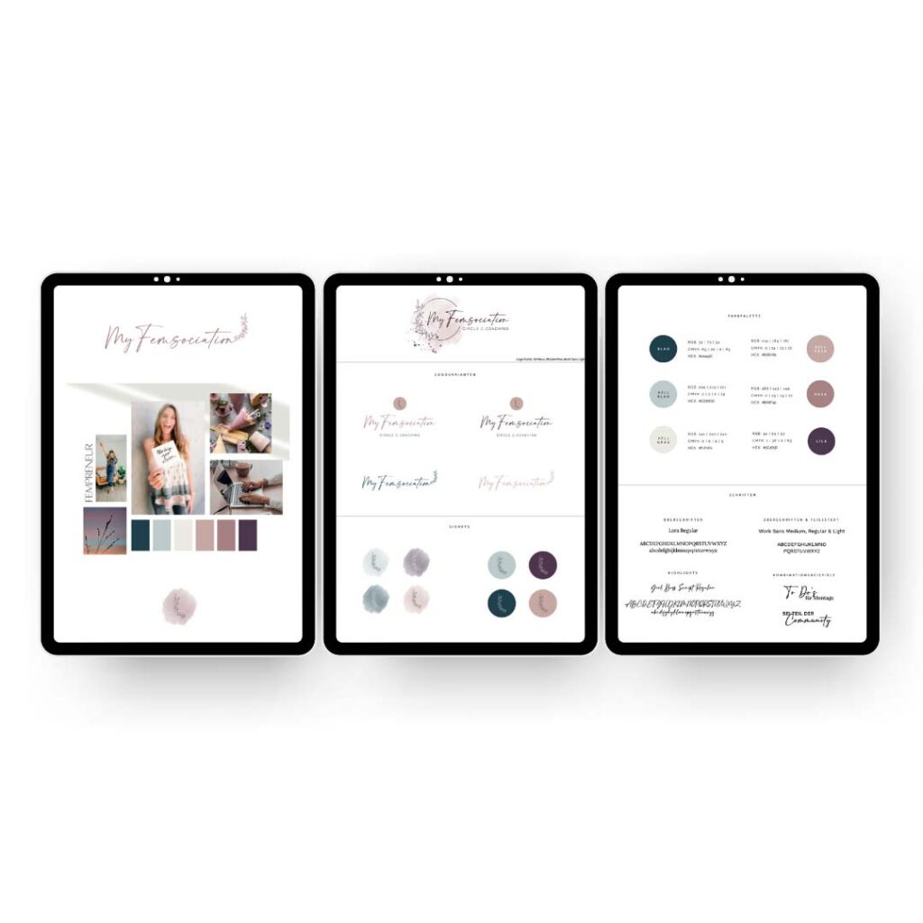 Portfolio: Brand Board für My Femsociation by Violetta - Coaching & Consulting Mockup von MAVI Concepts - Designstudio by Katharina | Brand Design | Webdesign | Grafikdesign
